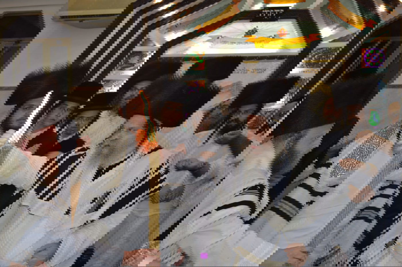 הרבי עלה על הסולם וסיכך בידיו את הסוכה