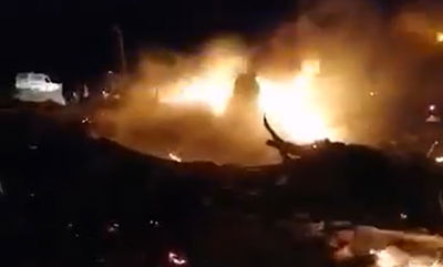 האש באחד מהבסיסים שהופצצו