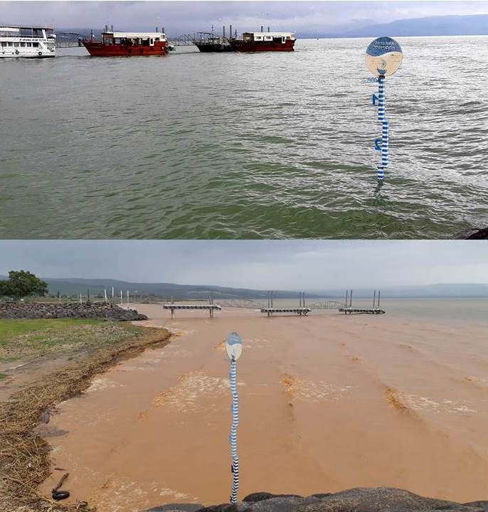 גשמי הברכה: צילום של הכינרת, אחרי שנה