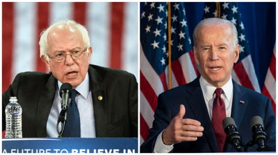 המועמדים הדמוקרטים: ביידן מימין, סנדרס משמאל