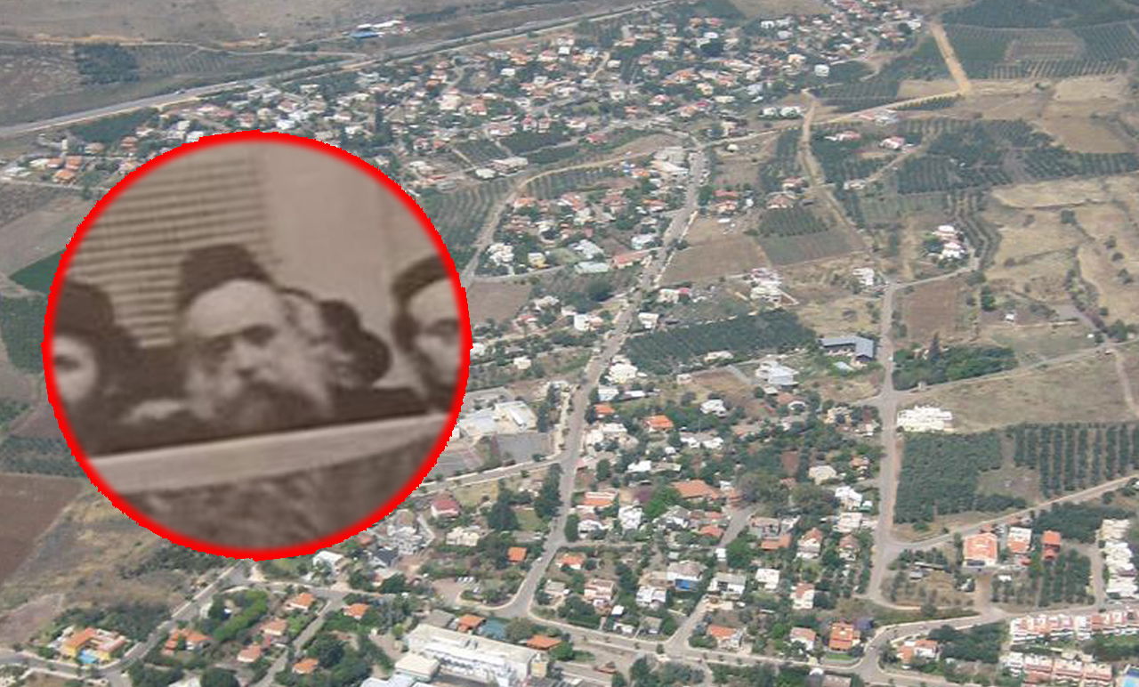 הרב אברמסקי על רקע היישוב מגדל