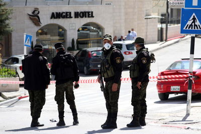 שוטרים פלסטיניים אתמול בבית לחם