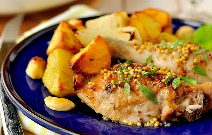 פרגיות עם העצם אפויות בזיגוג חרדל ודבש