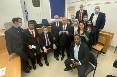 נתניהו ובכירי הליכוד בבית המשפט, היום