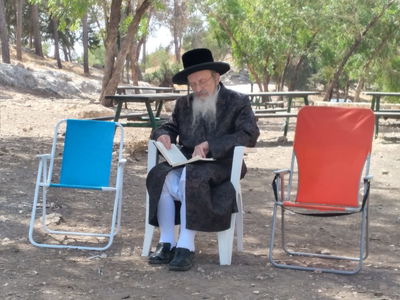 הרבי מ'קאליש' יצא ל'נאות דשא' ברחבי היער
