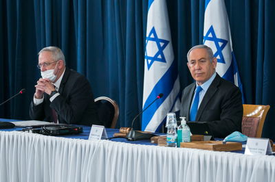 נתניהו וגנץ בישיבת הקבינט בתחילת השבוע