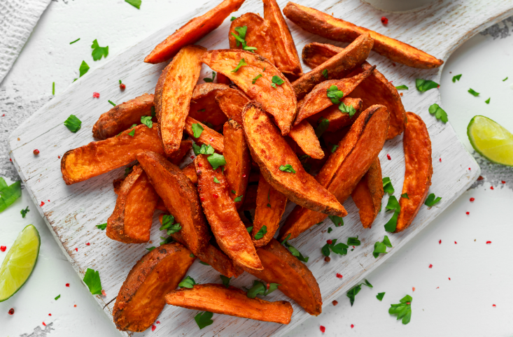 בטטות צלויות עם רוטב צ'ילי חריף וליים