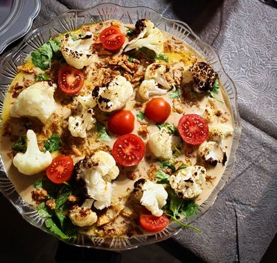 כרובית צלויה או מטוגנת עם טחינה