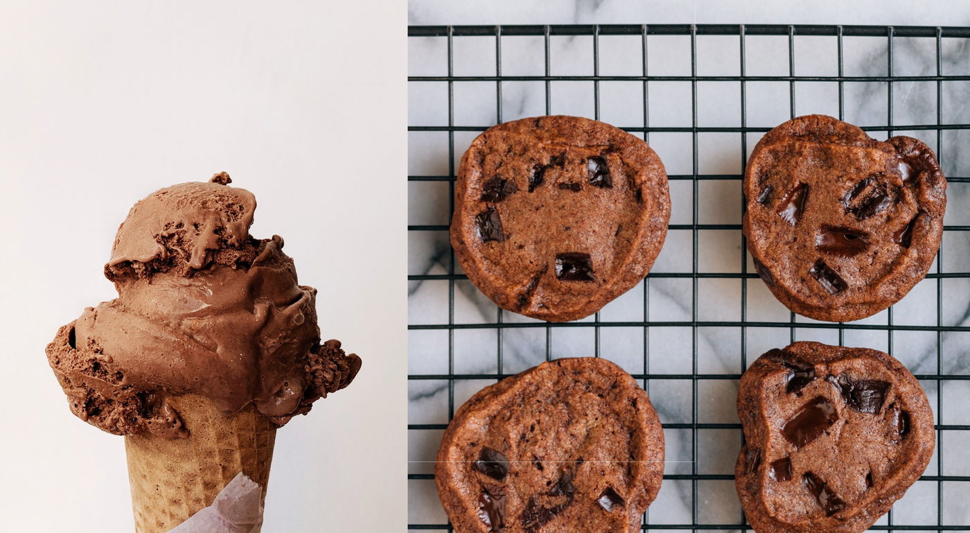 גלידה ועוגיות מאותם רכיבים