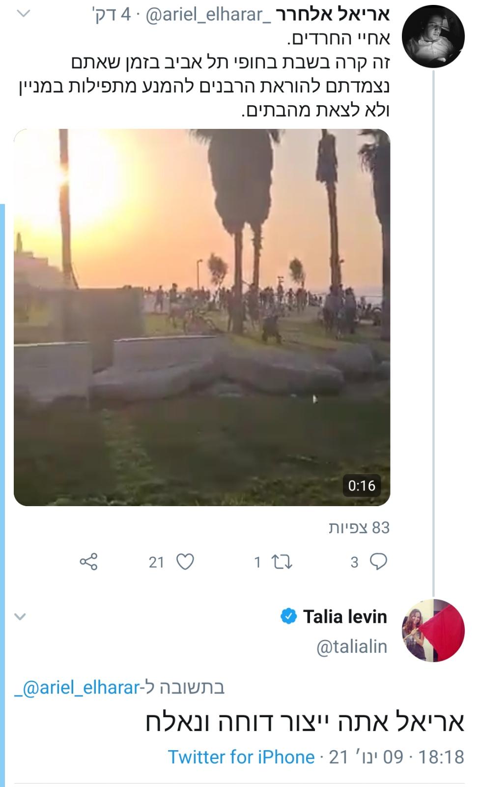 הציוץ של לוין שנמחק