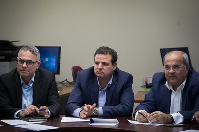 בכירי הרשימה המשותפת בכנסת שחלפה, עודה, טיבי ושחאדה