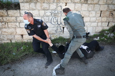 מעצר בהפגנות בהר ציון. ארכיון