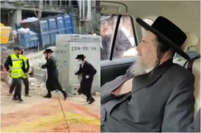 הרב שכטר לצד המפגינים