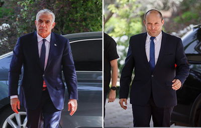 בנט ולפיד בכניסה לבית הנשיא, בשבוע שעבר