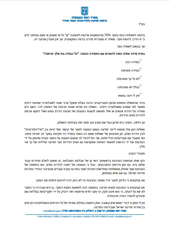 בעקבות חשיפת הסקר המסית ב'כיכר'; "לאסור את הפצתו"