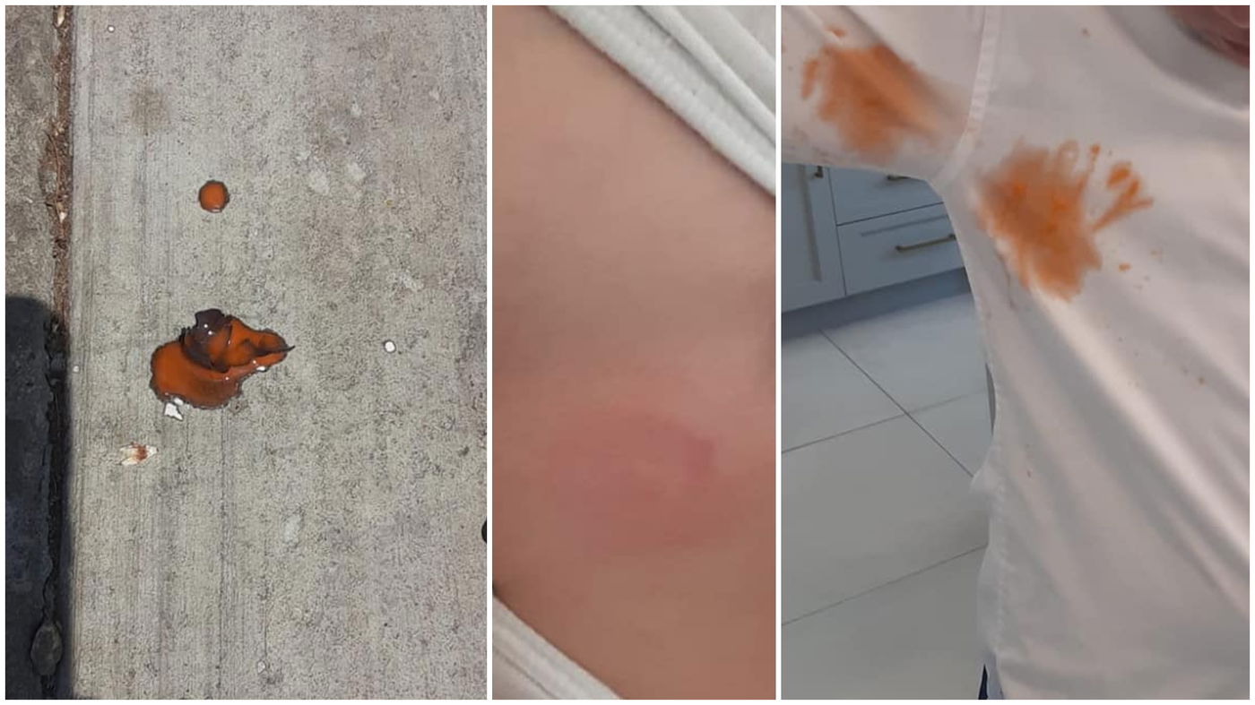 כתמי הצבע והמכה על אחד הילדים; השאריות בזירת התקרית