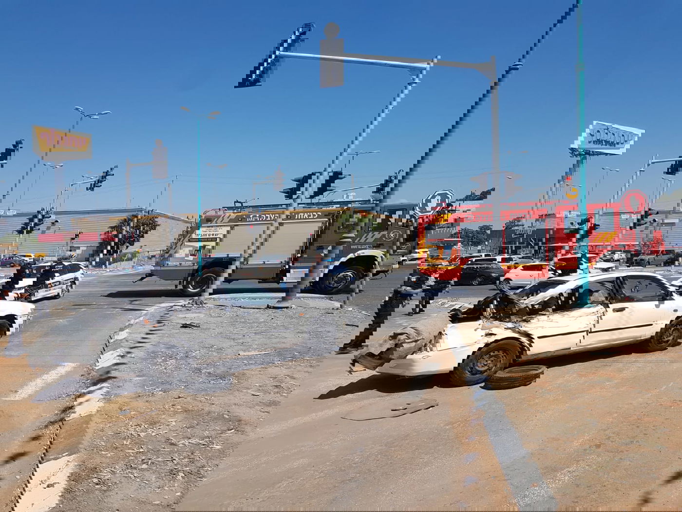 זירת התאונה בלוד