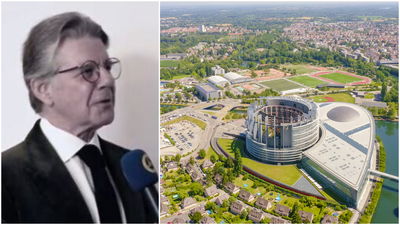 מימין: בית המשפט האירופי לזכויות אדם בצרפת; משמאל: ג'פרי הוגט, צאצא משפחת רוטשילד