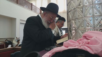 צפו: הראשון לציון הגר"ש עמאר קרא את ההפטרה ופרץ בבכי