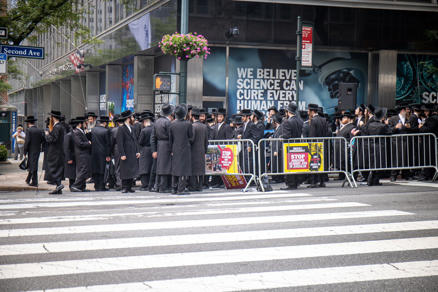 חסידי סאטמר הפגינו מול הקונסוליה הישראלית במנהטן