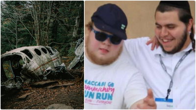 מימין: הרשי יחד עם הצעיר שבו טיפל; משמאל: התרסקות מטוס, ארכיון