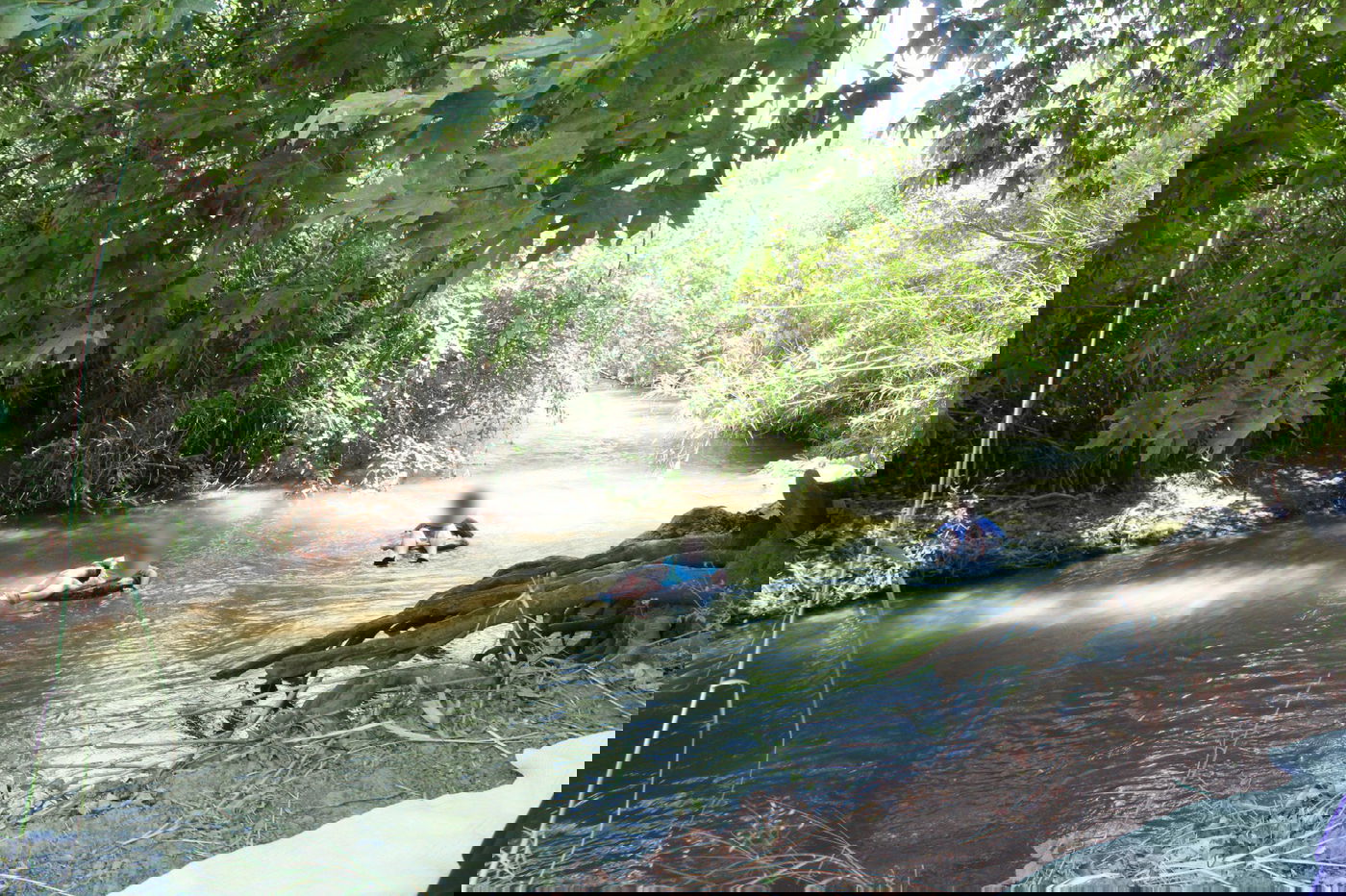 אב ובנו קשורים בחבל במהלך המסלול הרטוב