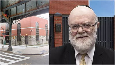 המנוח, לצד תמונת בית הספר שייסד