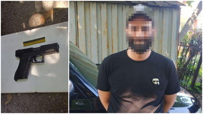 החסיד העצור, לצד האקדח שהוחרם ממנו