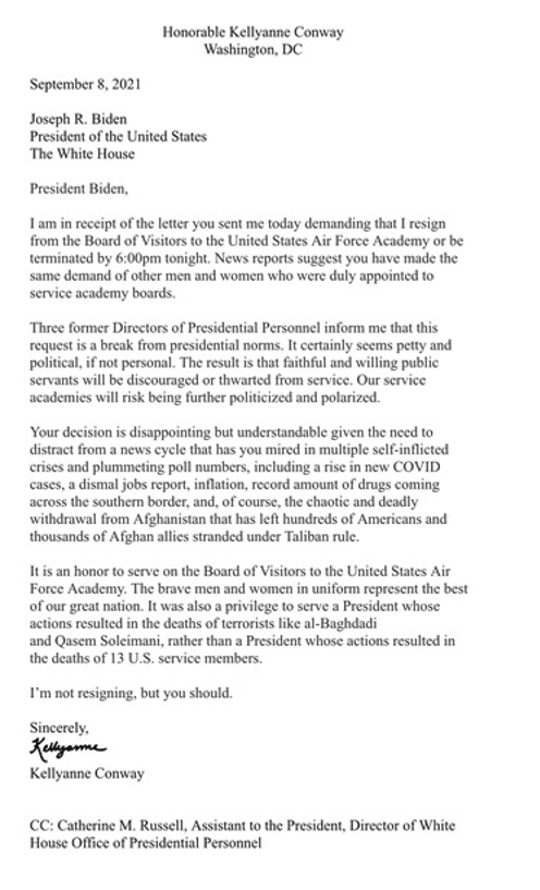 המכתב שהוציאה לנשיא ביידן