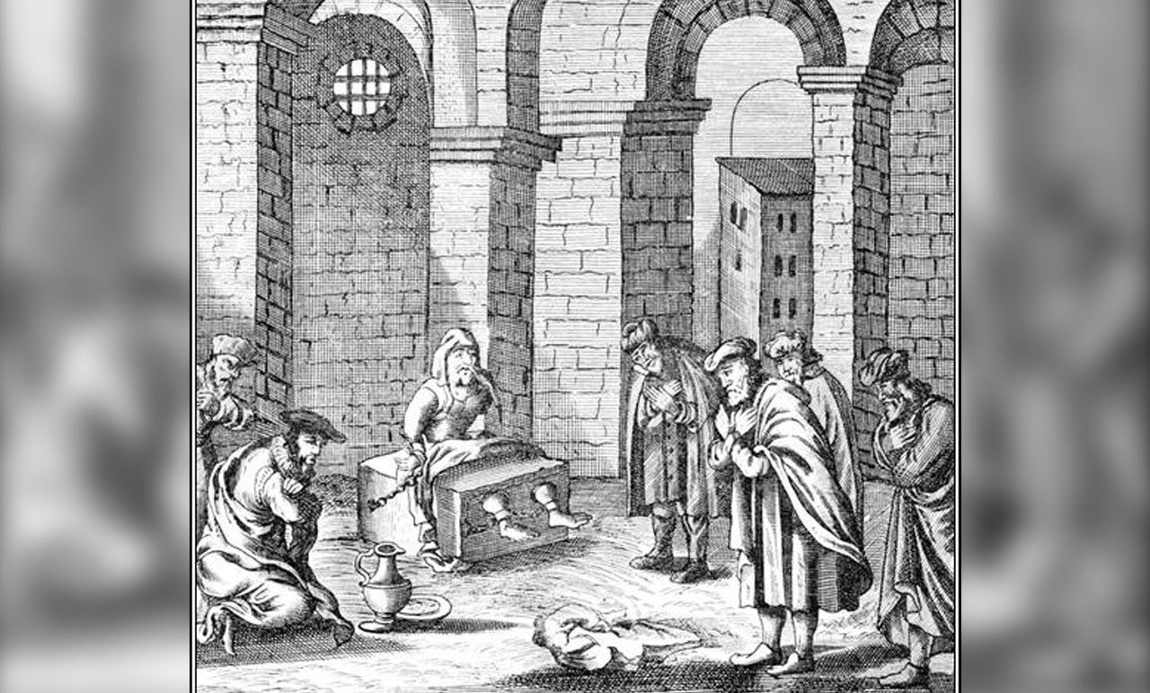 ציור דמיוני של שבתי צבי מקבל אורחים בעת מאסרו