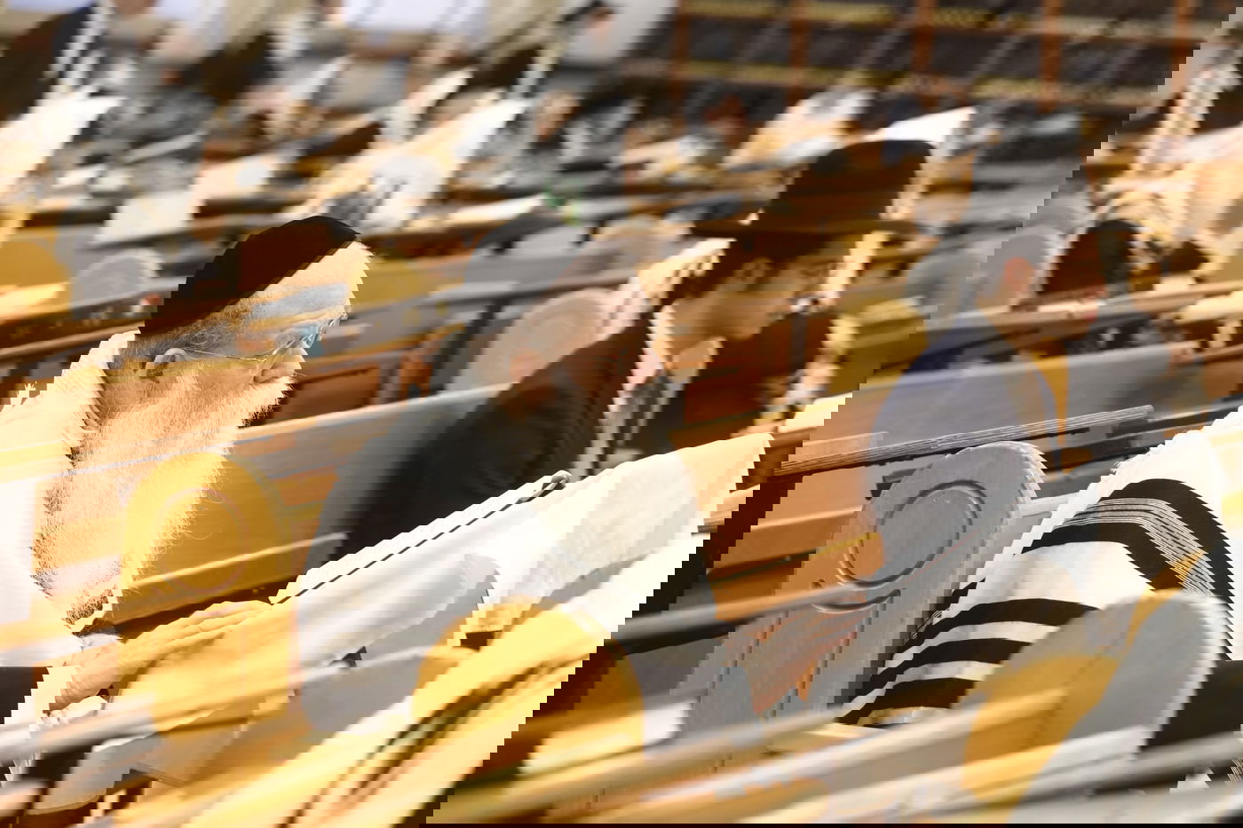 תיעוד: ראשי ישיבת סלבודקא בתפילת החג