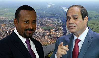 הנשיא סיסי וראש הממשל אלי אחמד על רקע הנילוס