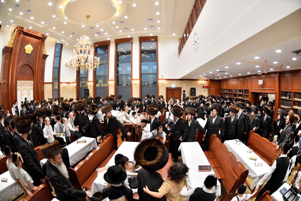 בעלזא באשדוד הכניסו ספר תורה חדש; צפו