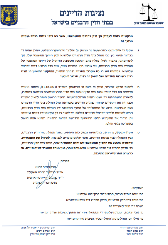 זעזוע בבתי הדין: היועמ"ש השווה את הרב הראשי ל"קרח"