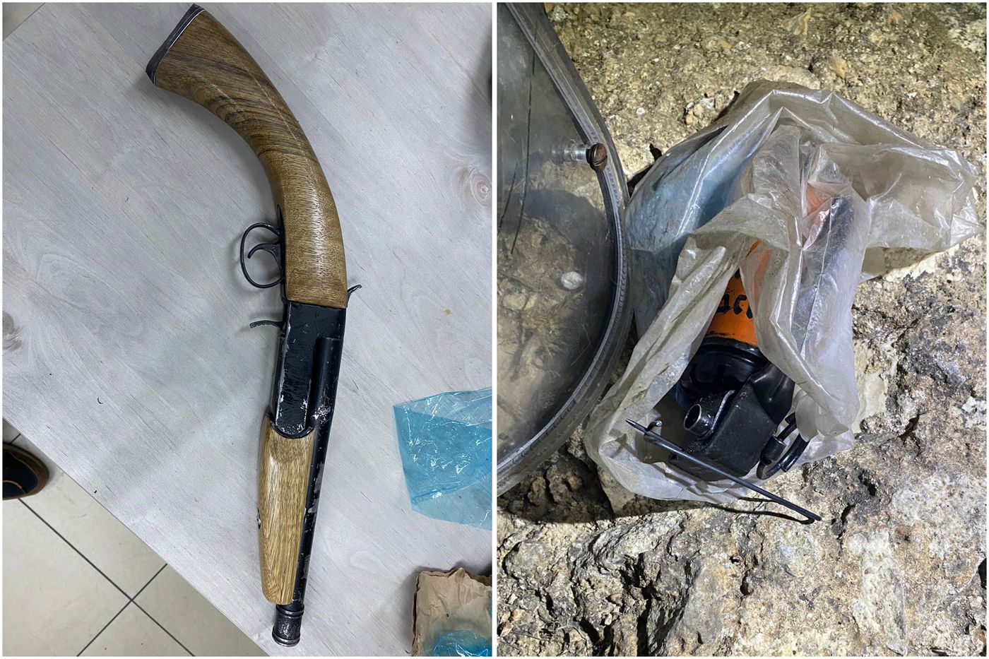 בלשי המשטרה חשפו נשק ורימון הלם; צפו