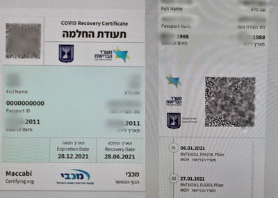 תעודות מחלים ומחוסן