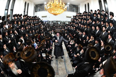 האדמו"ר מביאלא ב"ב בריקוד לכבודה של תורה