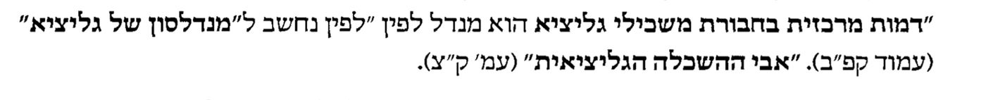 החכם לפין היה גדול משכילי גליציה כמו מנדלסון בגרמניה. מתוך הספר "דגל מחנה ראובן" לזכרו של רבי ראובן אליצור זצ"ל