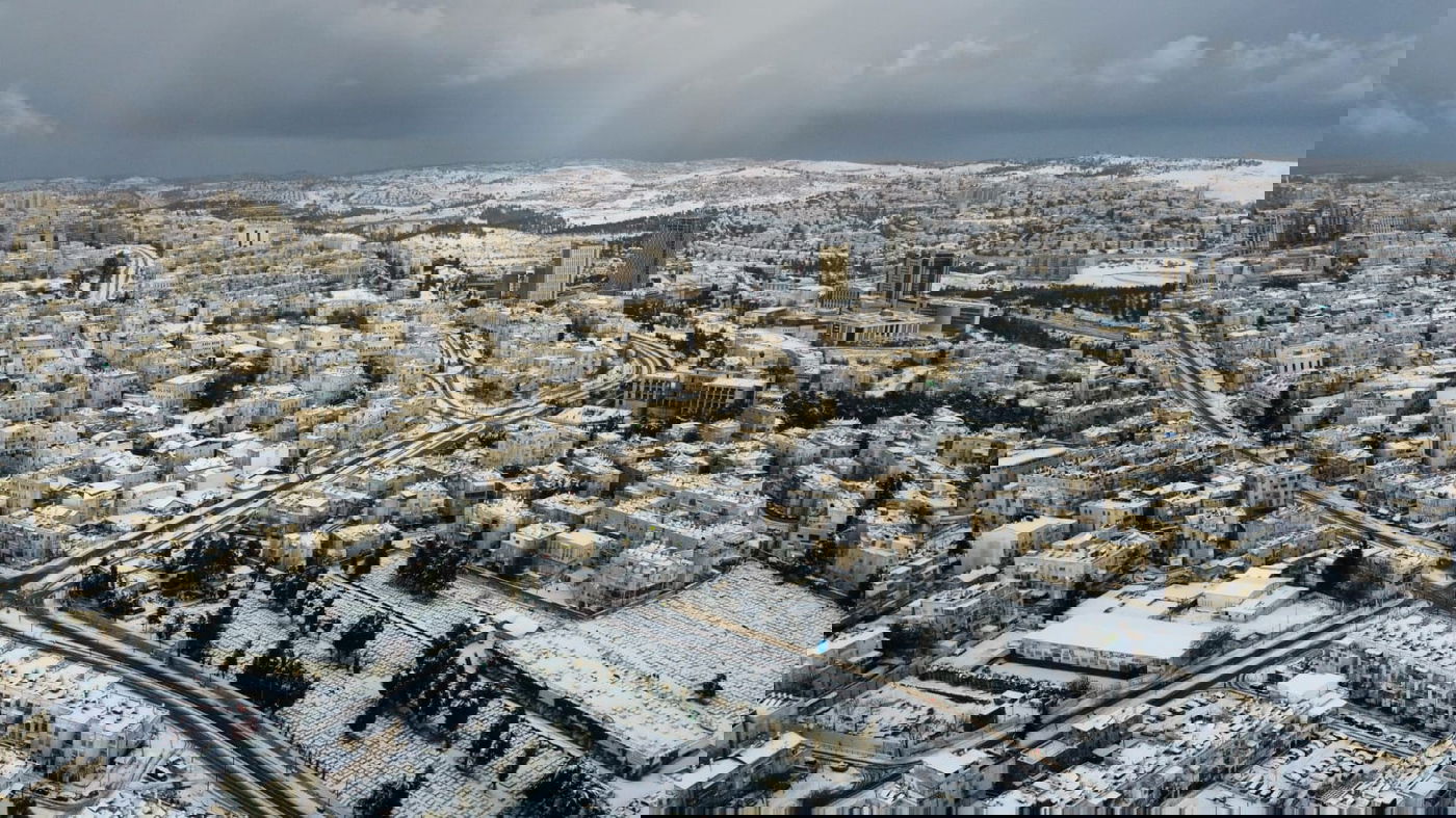 ירושלים מושלגת; תיעוד מיוחד ממעוף הציפור