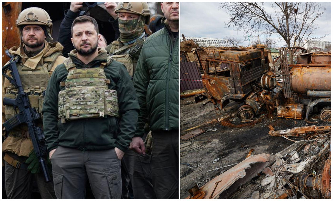 זלנסקי באזור הטבח הקשה • ביידן: "להעמיד את פוטין לדין"