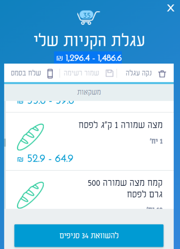 מחיר הקנייה הסופי באתר זאפ מרקט