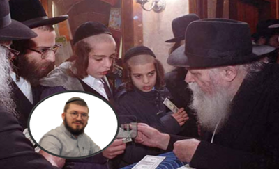 המנהיג הגדול מעניק יחס לכל אחד באופן אישי  (בעיגול, כותב השורות)