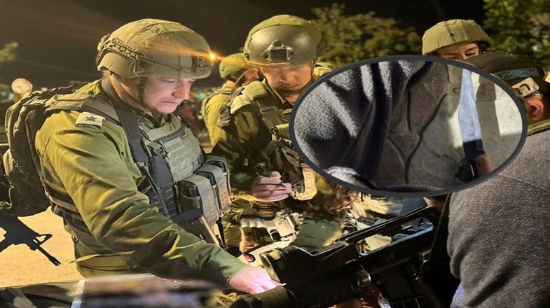 הכוחות בשטח; בעיגול: הסכין בידי המחבל שחוסל