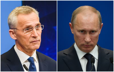 פוטין לצד מזכ"ל נאט"ו