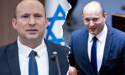 בנט בימי הרכבת הממשלה (מימין) ובישיבת הממשלה, השבוע (משמאל)