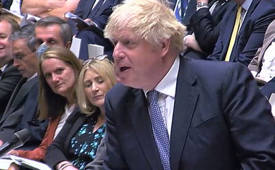 ג'ונסון בנאומו היום בפרלמנט