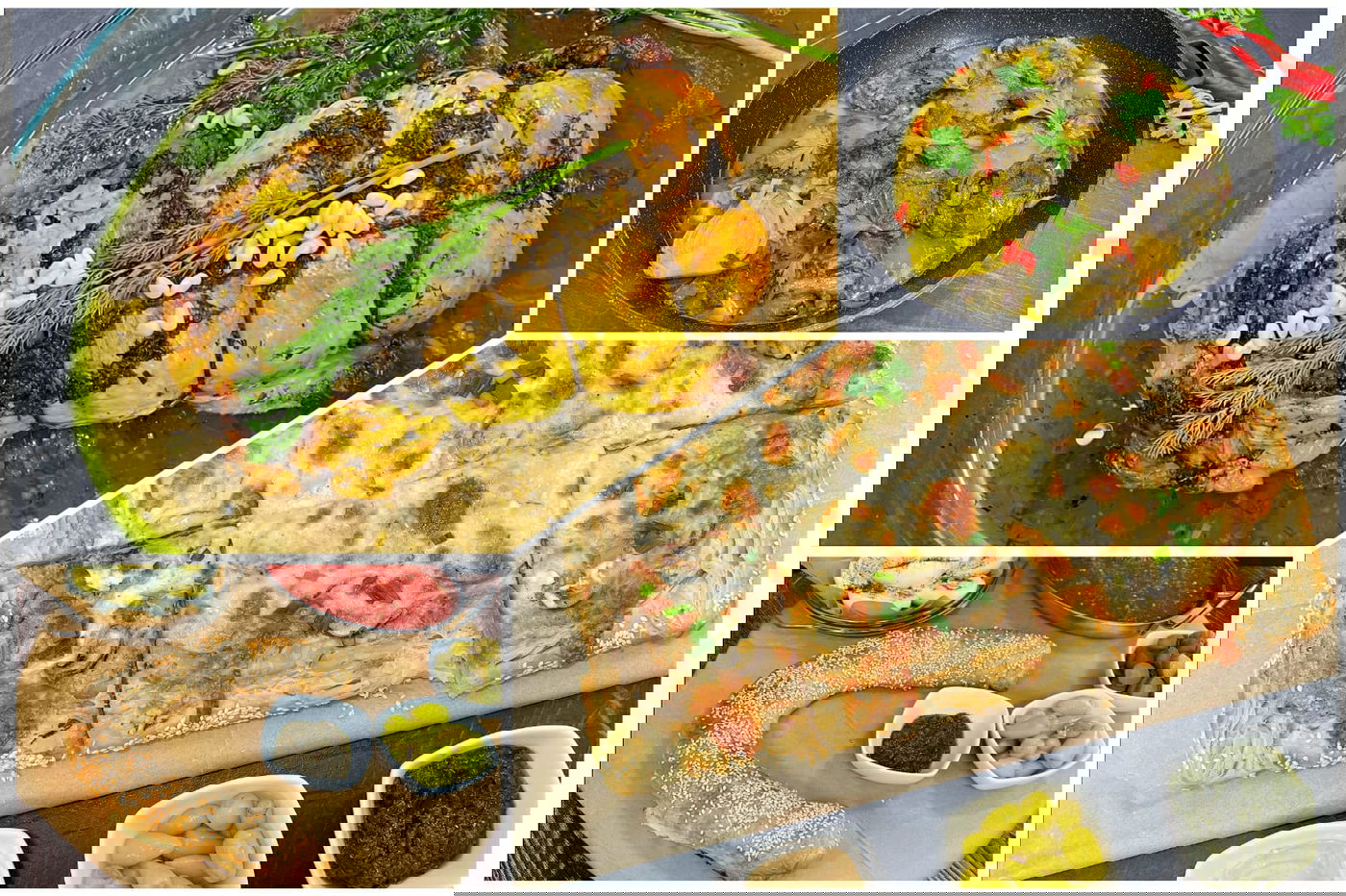 צלי בקר ועוף שלם ממולא או פיצה בצק עלים וזיוה