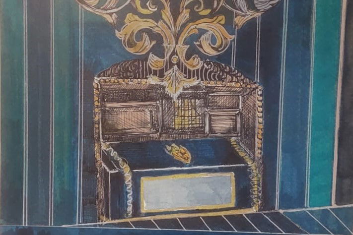 קברו של רבי נחמן מברסלב. חיה חליפה בגלרית המקלט