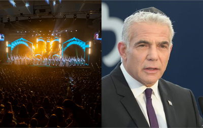 מימין: ראש הממשלה לפיד, השבוע | משמאל: כנס נשי חב"ד