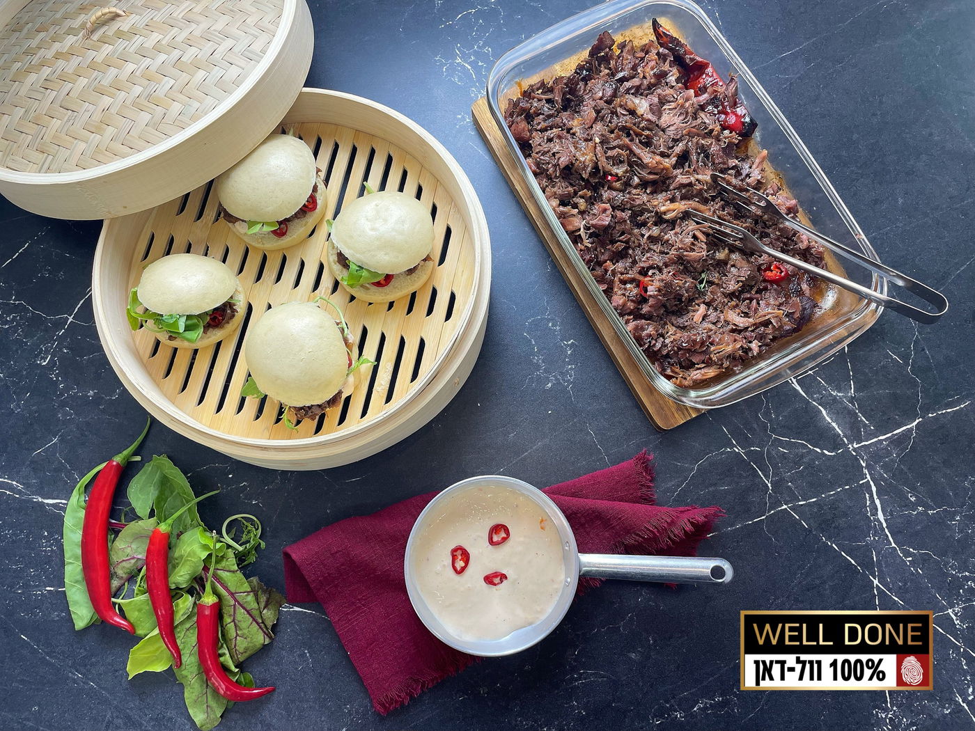 מתכון ללחמניות באן עם בשר מפורק של וול דאן